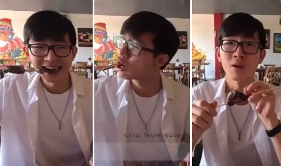 Ciudadano coreano come anticucho por primera vez y su reacción se viraliza: “Está rico, con mucho amor”