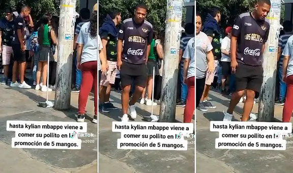 Captan al doble de Kylian Mbappé esperando su pollo a la brasa a S/5