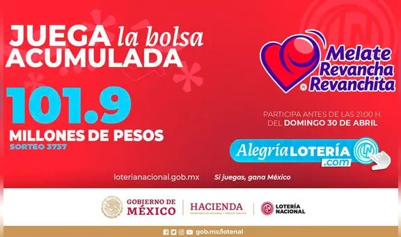 Sorteo Melate 3737: Resultados de la Lotería Nacional HOY 30 de abril EN VIVO