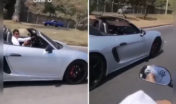 Hinchas de Universitario captan a Alex Valera en lujoso deportivo por la Costa Verde