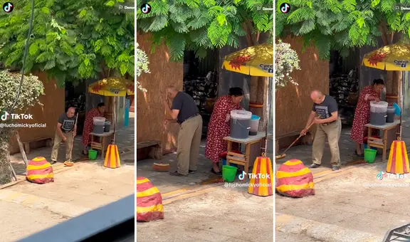 Adultos mayores dan el ejemplo y trabajan vendiendo chicha morada pese a su edad