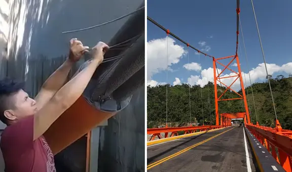 Atentan contra puente Punta Arenas al cortar cables que sostienen su infraestructura sobre río Huallaga