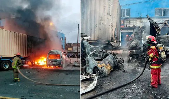 SMP: una combi explotó tras choque con trailer en la avenida Perú | FOTOS Y VIDEOS