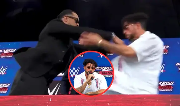 Bad Bunny se fue a las manos con Damian Priest durante la conferencia de prensa de la WWE