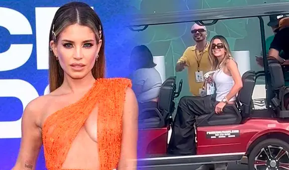 ¡Se codea con las estrellas! Flavia Laos luce al lado de J Balvin en su visita al Grand Prix de Miami