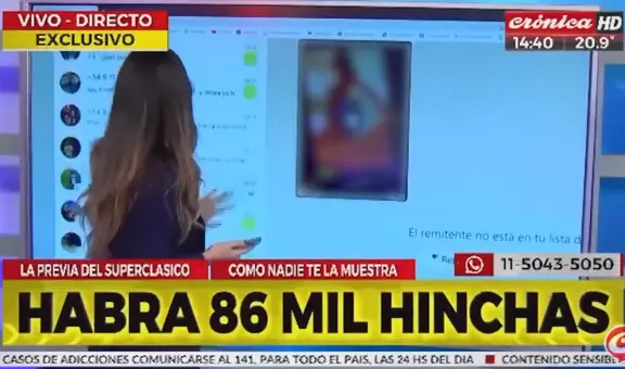 Conductora argentina muestra por error chat con video íntimo en previa del Boca Juniors vs. River Plate