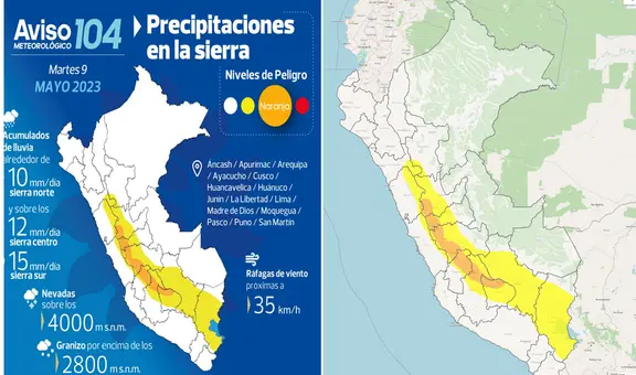 Advierten lluvias, nevadas y granizo en la sierra: ¿cuáles son las regiones más afectadas?