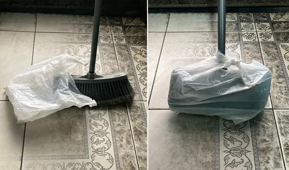 ¿Por qué debes colocar siempre una bolsa en tu escoba antes de barrer?