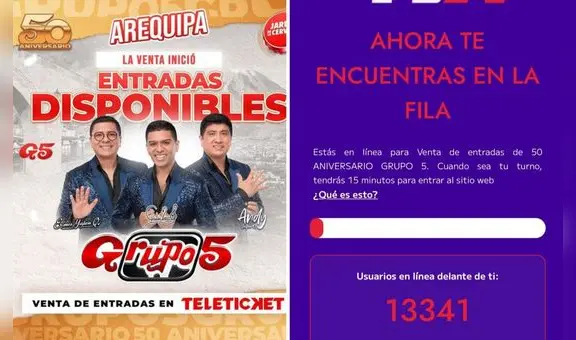 Fans del Grupo 5 en Arequipa esperan por entradas en Teleticket: "Segunda fecha, por favor"