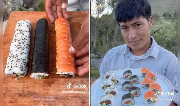 Retan a cusqueño a hacer sushi en el campo y el resultado sorprende: "Es un genio"