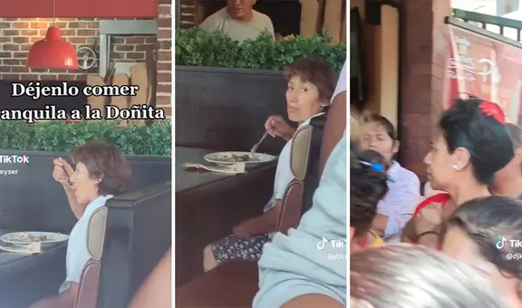 Apuran a señora para que coma rápido y puedan entrar al restaurante: "Déjenla disfrutar su pollito"