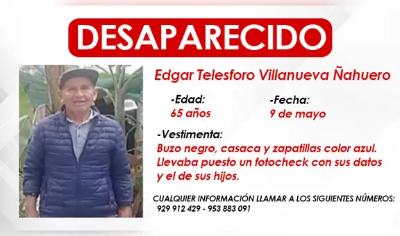 Adulto mayor salió a rezar y va 8 días desaparecido: fue visto por última vez en Huachipa