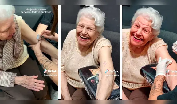 Adulta mayor se hace su primer tatuaje a los 91 años y tiene tierna reacción: "Una maravilla"