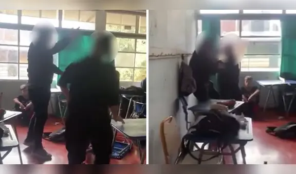 Captan a alumno agrediendo a profesor al interior de un colegio en Chile
