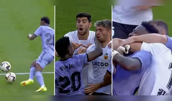 Vinícius recibió pelotazo, lo insultan, agreden y se ganó la roja tras manazo en la cara a Hugo Duro