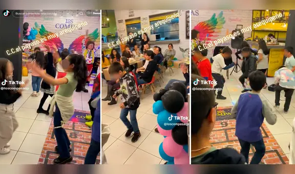 “Primero lo nuestro, después el resto”: payasito hace bailar carnaval arequipeño a niños en fiesta infantil