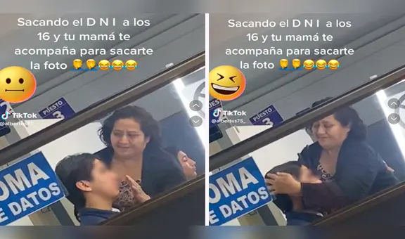 “Madre solo hay una”: captan a mujer peinando a su hijo adolescente para la toma de foto de su DNI