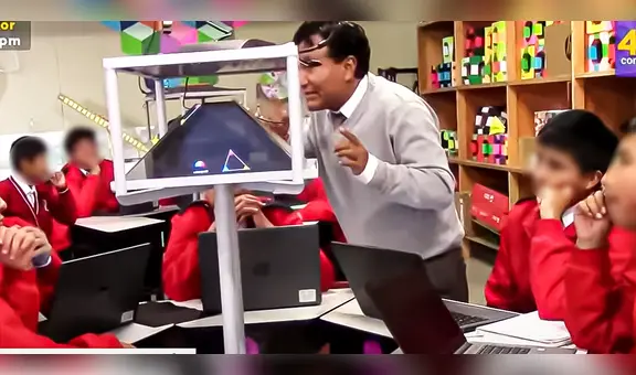 Docente muestra innovador método con hologramas para enseñar matemáticas a estudiantes en Huancavelica