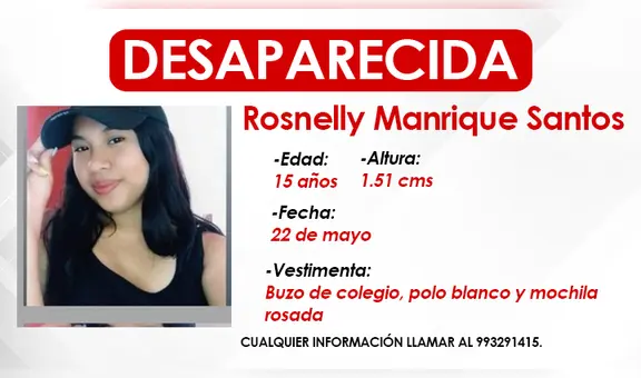 SMP: madre busca a su hija de 15 años que desapareció camino a su colegio