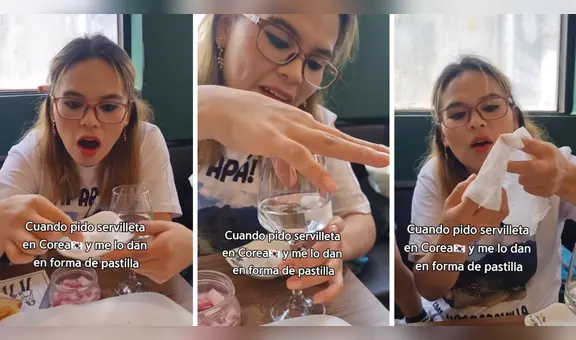 ¿Servilleta en forma de pastilla? Peruana queda en shock cuando recibe esto en Corea