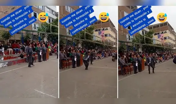 Profesor sorprende al bailar contradanza en plena formación de colegio: "Sin miedo al éxito"