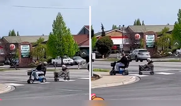 “Amor incondicional”: adulto mayor une su silla de ruedas a carreta para sacar a pasear a su esposa
