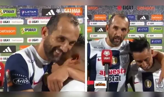 Cueva interrumpe entrevista a Hernán Barcos y se dan un emotivo abrazo: "Es un crack"