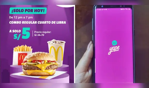 ¡Solo por hoy! Yape ofrece combo de McDonald's a 5 soles
