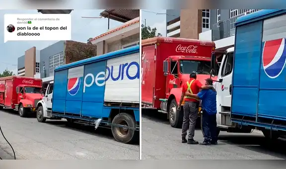 Encuentro de titanes: choferes de Pepsi y Coca Cola se encuentran en plena avenida
