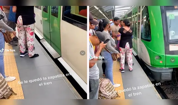 Mujer pierde una zapatilla al bajar de tren y vagón cierra sus puertas sin que pueda recuperarla
