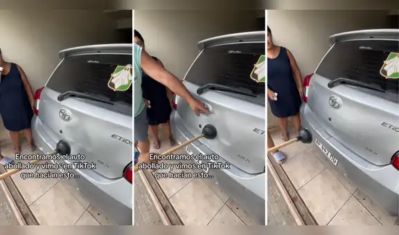 ¡Son unos genios! Familia se vuelve viral por su gran idea para arreglar su auto abollado