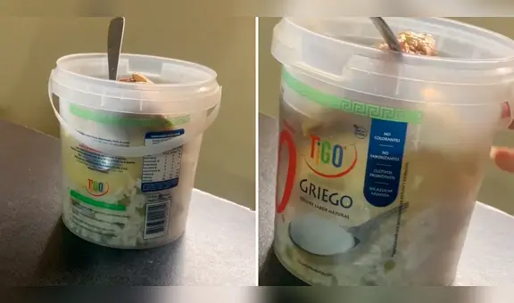 Madre alista la comida de su hija en balde de yogur luego de que esta perdiera todos los táperes