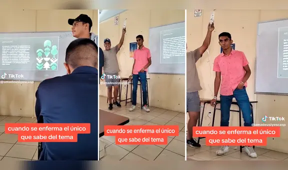 “Cuando se enferma el único que sabe el tema”: joven acude a su exposición conectado a su suero
