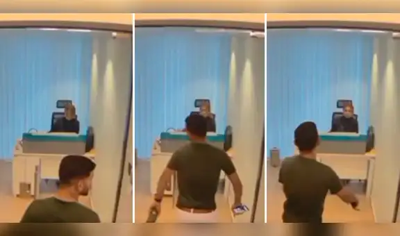 Joven sorprende al chocar contra una puerta de vidrio antes de iniciar entrevista de trabajo