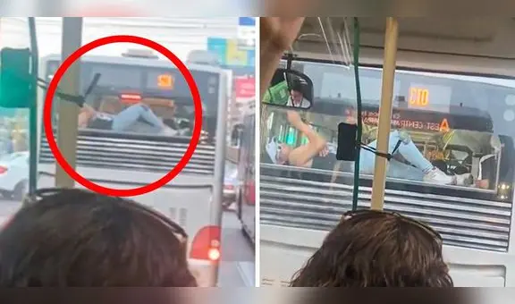 Joven se echa en la parte trasera del bus del Metropolitano y usuarios reaccionan: "Es la zona vip"