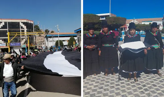 Puno: deudos de fallecidos en protestas contra Dina Boluarte izaron bandera blanca y negra
