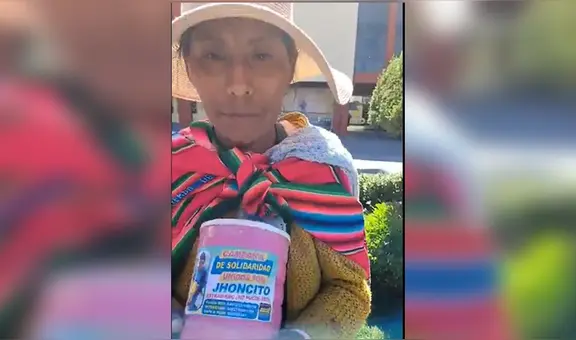 Mujer sale a las calles a hacer colecta para operar de la vista a su hijo de 9 años en Puno