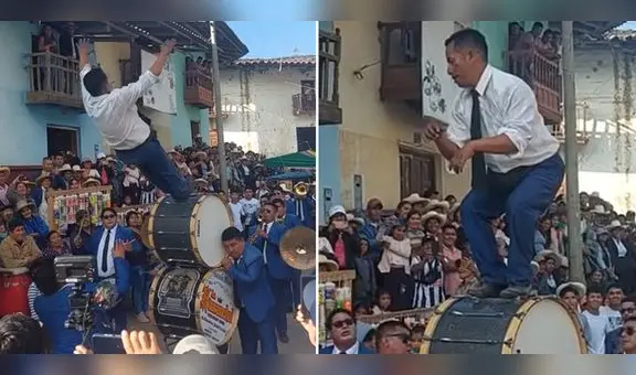 Director de banda la rompe con sus divertidos pasos en La Libertad: “Marcando la diferencia”