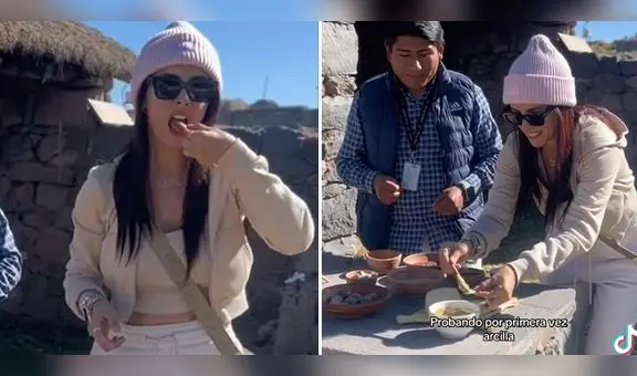 Rosángela Espinoza come arcilla en Puno y sorprende con su reacción: “Buenísimo”