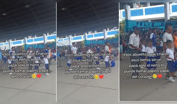 Graban a niño junto a su abuelito en actuación del colegio: “Gracias, papá, por llenar de amor a mi hijo”