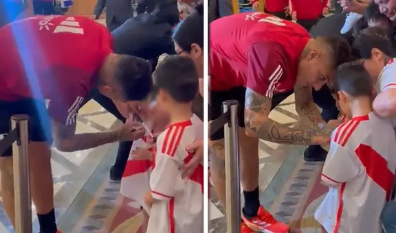 El tierno gesto de Paolo Guerrero con pequeños hinchas peruanos previo al Perú vs. Japón