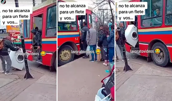 Hombre sube lavadora a bus y lo vacilan en redes: "Imagínate vivir en Suiza y perderte esto"
