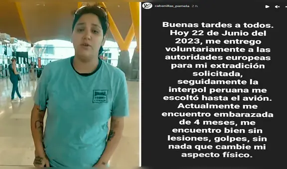 Pamela Cabanillas se entregó voluntariamente a las autoridades en España y afirma estar embarazada
