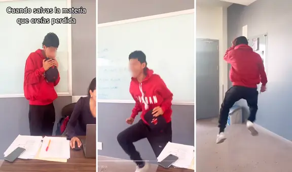 Joven salta de emoción al ver que aprobó el curso que creía perdido: “A esto le llamo felicidad”
