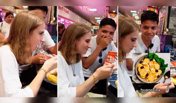 Joven ucraniana prueba comida peruana en mercado y tiene inesperada reacción: “Me muero”