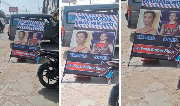 Barbería utiliza singular cartel publicitario para atraer más clientes: "Perú es otro level"