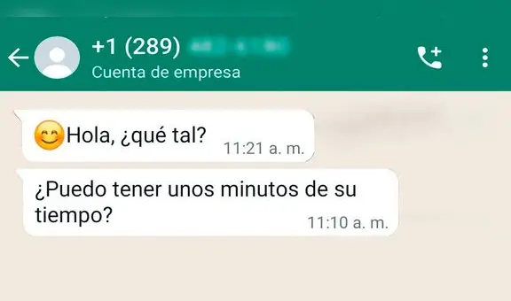 ¿Puedo tener 1 minuto de tu tiempo? Conoce la estafa que circula en WhatsApp y cómo evitarla