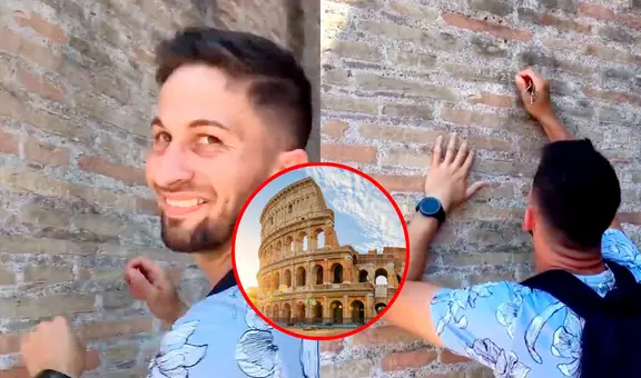 Autoridades italianas buscan a turista por tallar nombre de su novia en muro del Coliseo de Roma