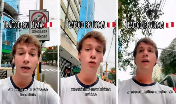 Español se sorprende con el tráfico de Lima y es troleado en TikTok: "Cuidado te roben el fono"