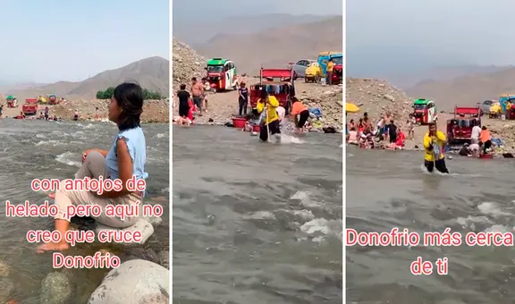 Como Moisés, heladero de D’Onofrio cruza el río con su 'báculo' de madera y se vuelve viral